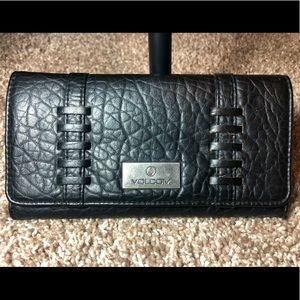 Volcom Black Faux Leather Trifold Wallet